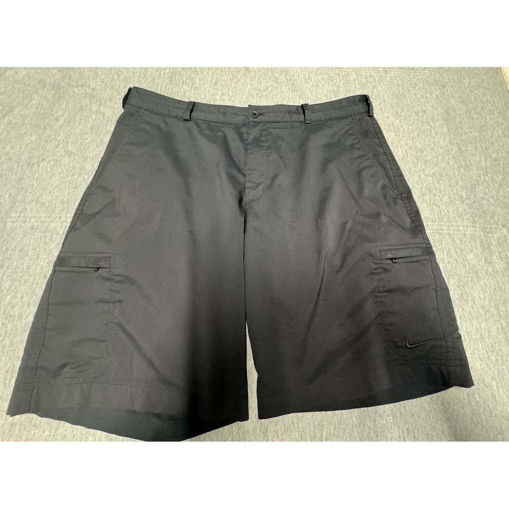 Nike Golf Cargo‎ Shorts Mens 36 Pockets Stretch Performance Solid Black Dri Fit